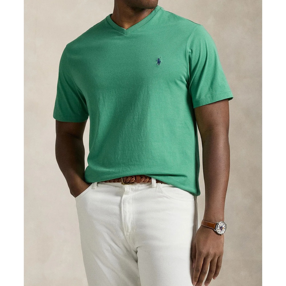 Polo Ralph Lauren V-Neck T-Shirt Men's‎ Size Medium Short Sleeve Cotton Green
